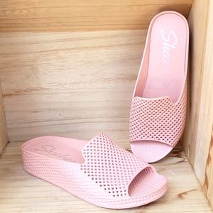 Skechers Plastic Waffle Design Open Toe Wedges